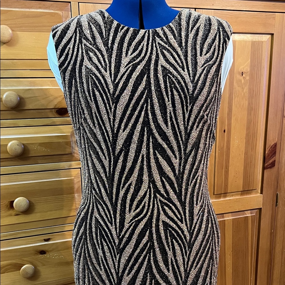 Black and Cream Beaded Zebra Pattern Dress size 14